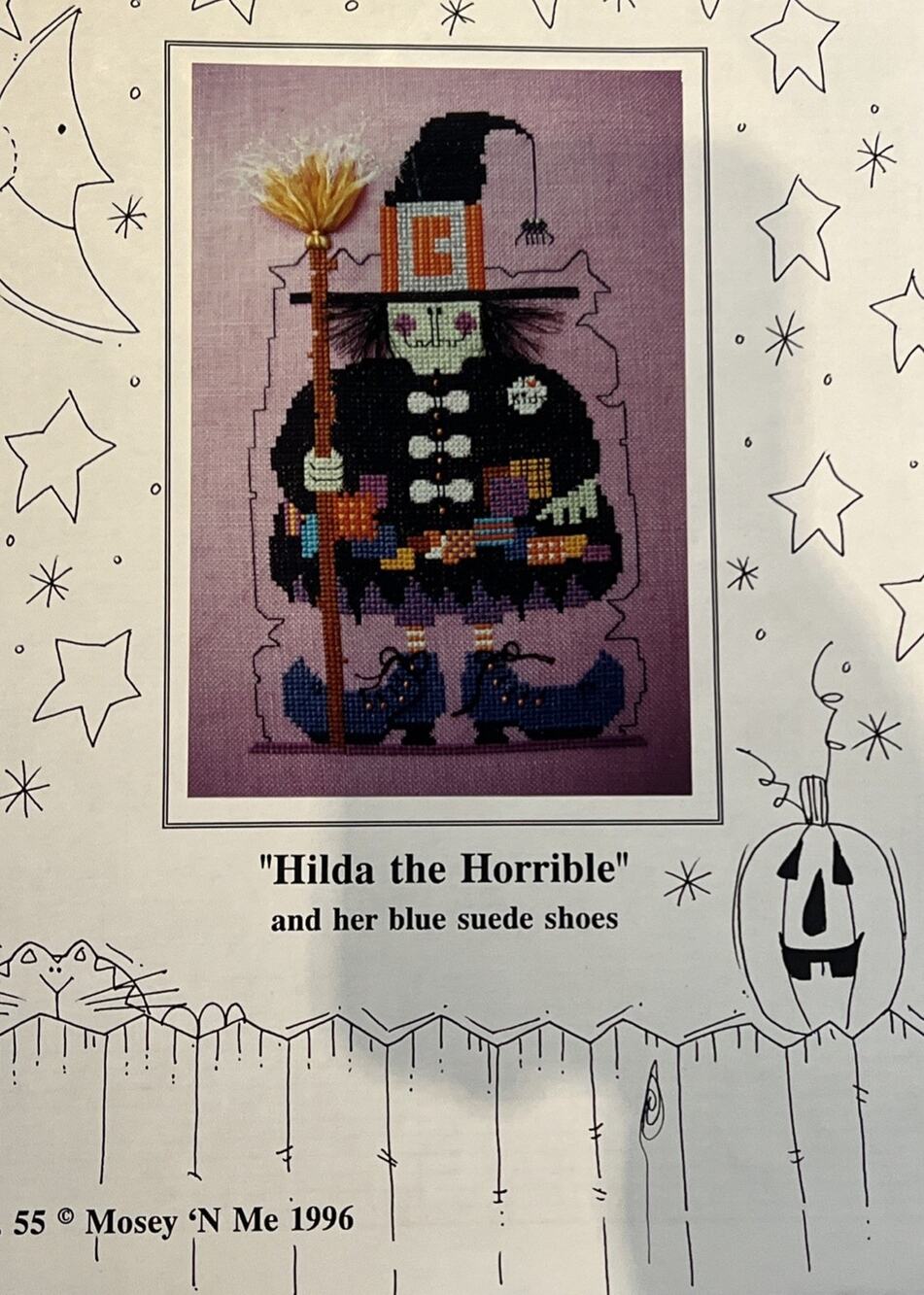 Mosey 'N Me Hilda The Horrible & Blue Suede Shoes Cross Stitch Chart Design 1996
